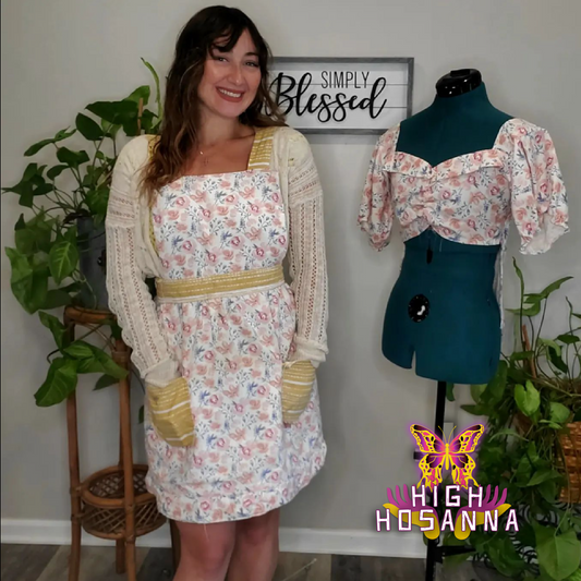 Pink Floral Apron with Pockets